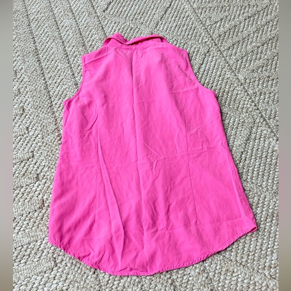 Pink sleeveless button up top, casual %100 silk Edward shirt size Small - Picture 5 of 5